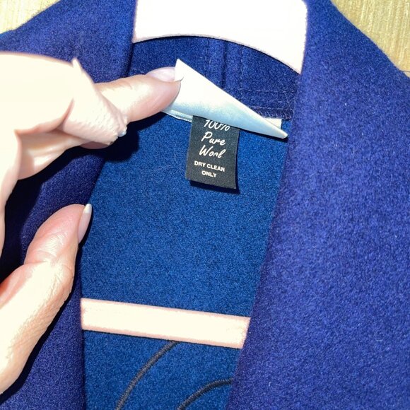 Beppa Womens Size L Blue Purple Long Sleeve Open Front Shawl Jacket Vintage - Picture 5 of 12